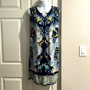 Multi color patterned dress, size M